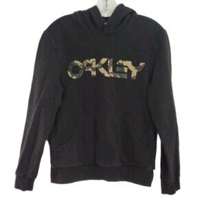 Oakley Hoodie Sweatshirt Men's S Black Camouflage Logo Pullover Long Sleeves